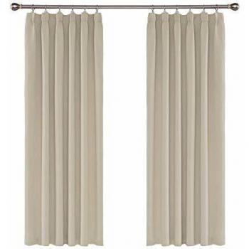 Blackout Thermal Pillow Curtains – Umi Essentials, 55x69 Beige, Soft Fabric