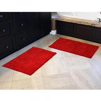 ORANIFUL Tappeto da Bagno in Ciniglia Rosso