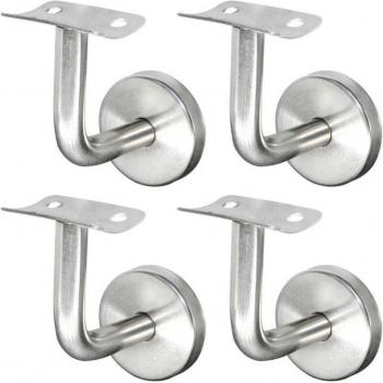 Cyslmuk Staircase Bracket 304 SS – 60 × 80 mm, Wall‑Mounted, Silver, Wooden Banister
