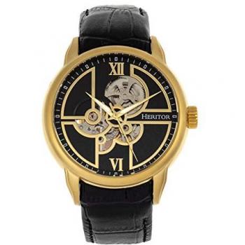 Heritor Automatik Sanford Semi-Skelett Uhr Schwarz Gold Einheitsgröße