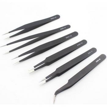 9-Piece Anti-Static Stainless Steel Tweezers Set