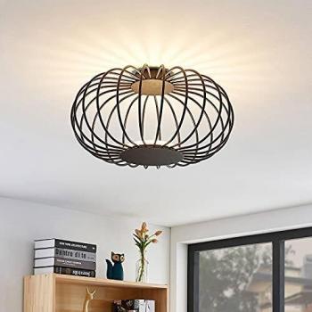 Plafoniera LED nera Moderna Lucande Lusine per Soggiorno e Sala da Pranzo (1 luce, lampadina inclusa)