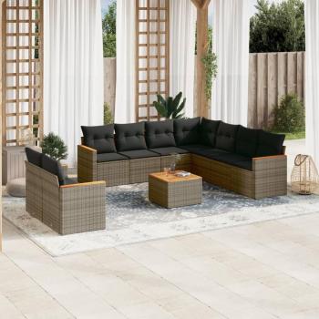 Canapé de terrasse 10 pièces gris avec coussins