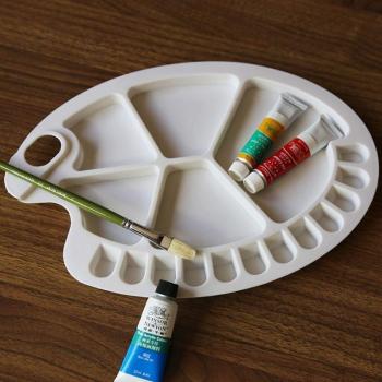 Paleta mixta acuarela de plástico, color blanco, 17 pozos, incluye agujero para pulgar