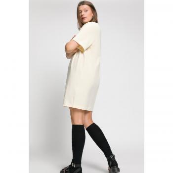 Maglia oversize beige, donna, taglia 60/62, cotone, scollo girocollo