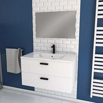 Mobile da bagno 80x46x45 cm con cassetti e specchio