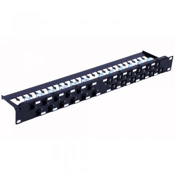 Pannello Patch Inclinato 24 Posti RJ45 Cat. 6a 1U Nero