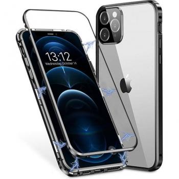 Funda de Cristal Templado Magnética Negra para iPhone 12 Pro Max