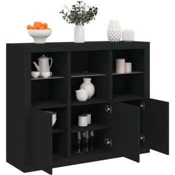 Buffet noir Torana avec éclairage LED 3 pièces