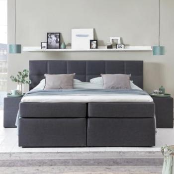 Boxspringbett Bea Anthrazit 90x200 cm H2 7-Zonen Taschenfederkern-Matratze