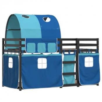 Bunk Bed without Mattress Blue 90x190 cm Single Solid Wood Pine
