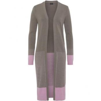 Figurumspielende Longstrickjacke LAURA SCOTT in Olive und Flieder