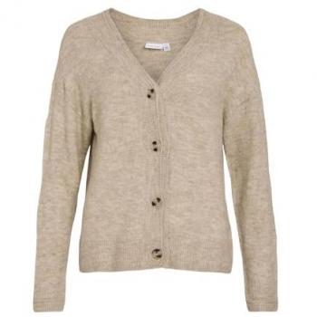 VILA Neutrale Naturfarbe Strickjacke mit V-Ausschnitt, Damen, XS
