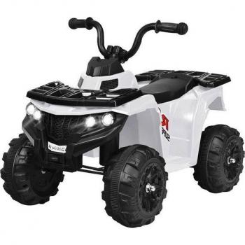 KOMFOTTEU Kinderquad 6V – 2 Scheinwerfer, 4 rutschfeste Reifen, cooler MP3‑USB-Starter (Weiß)