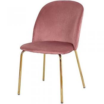 Silla Elegante de Terciopelo Rosa con Rombos y Patas Doradas