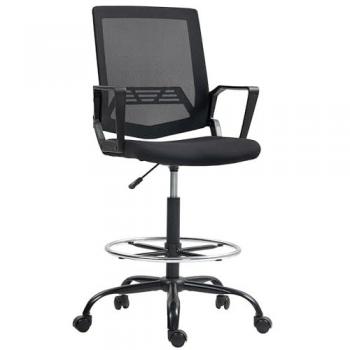 Fauteuil de Bureau HOMCOM Noir – Dimension 71x140x67cm, Hauteur Ajustable, Pivot 360°, Repose-pieds Réglable