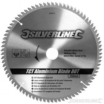 Disco TCT 250 mm per Alluminio Silverline 456915, 80 Denti