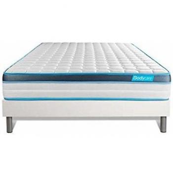 Ensemble 160x200 matelas mémoire de forme et sommier blanc