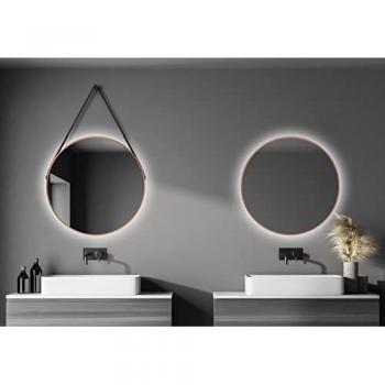 LED-Lichtspiegel TALOS, Ø 80 cm, Lederoptik, rosegold, matt