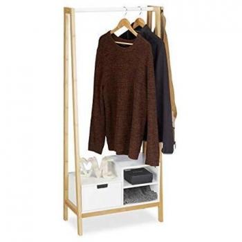 Organizzatore di Abbigliamento Verticale in Legno Bianco – Relaxdays