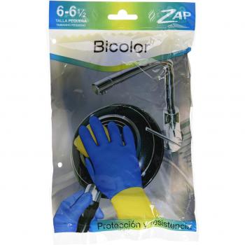 Guantes látex diamante flocado bicolor talla 6-6,5