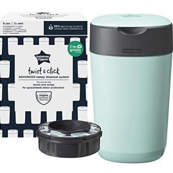 Tommee Tippee Twist and Click Windeleimer, inkl. antibakterieller Nachfüllkassette, grün