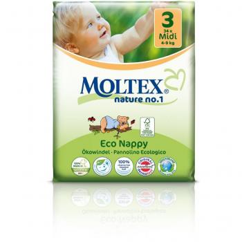 MOLTEX Nature No1 Pannolini ecologici orso baby nappies MIDI misura 3 (4-9 kg)