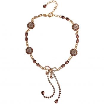 Gold Tone Brass Crystal Waist Chain Belt