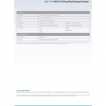 Wi-Fi AC750 Dual Band Range Extender (DAP-1520) (Discontinued by Manufacturer)