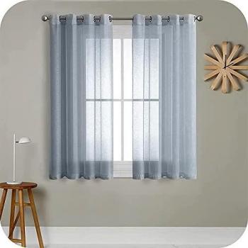 Short Sheer Curtains MRTREES, Grey, Living Room Curtain Panel