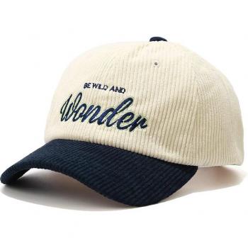 Women’s Corduroy Snapback Baseball Cap with Colorblock Design