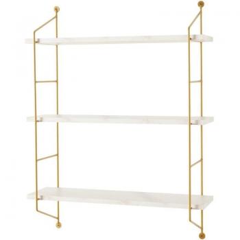 Étagère Murale 3 Niveaux Style Marbre Blanc 48x15x64 cm