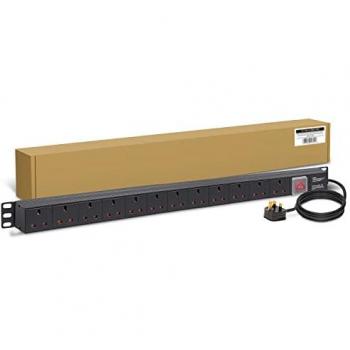 Aluminum Alloy 12‑Way Vertical PDU with UK Plug, 13A, 1.8 m Cable
