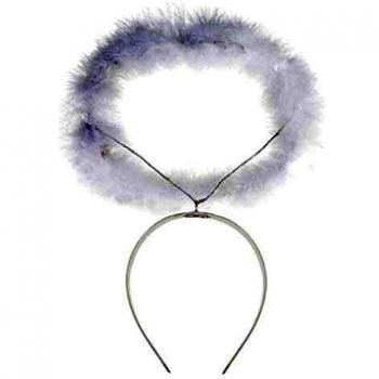 Coroncina Aureola impreziosita con Piume di Marabou, Widmann, Bianca, 8636A