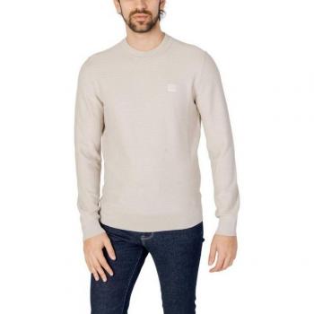 Hugo Boss Men's Beige Round-Neck Knitwear