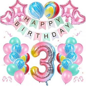 Decorazione di Compleanno 3 Anni – Palloncini Sfumati a Tema