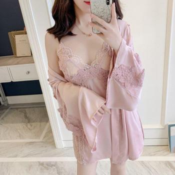 Fiklyc Women's Summer Pajama and Robe Set