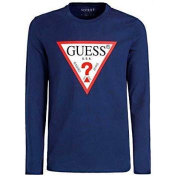 T-shirt blu maniche lunghe col logo