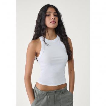 Trägertop Stradivarius – rippenförmig, weiß, L (Frau)