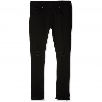 Urban Classics Herren Fit Kniebund Denim Hose Slim Jeans, Schwarz