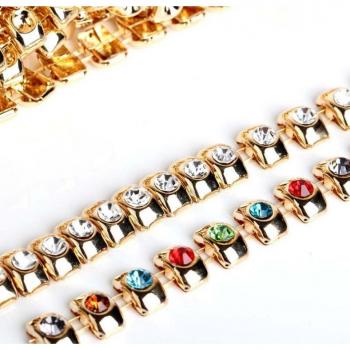 Gold Plated Metal Chain Trim with Crystals