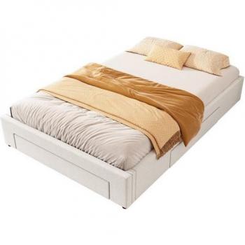 Lit coffre pratique 160x200 cm avec rangement intégré et éclairage LED