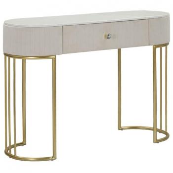 Consolle con cassetto crema, metallo dorato, piano in similmarmo 100x40x75cm Montpellier
