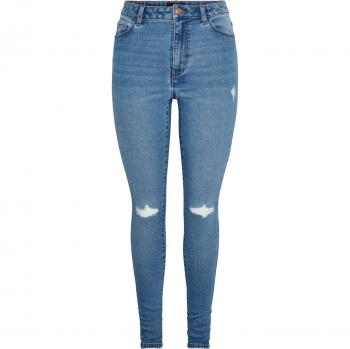 Pieces Damen Jeans Dana Hochbund Skinny Fit Mittelblau XL