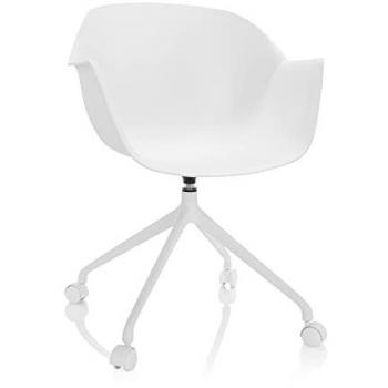 Hjh OFFICE 742021 Oslo Chaise pivotante en Plastique avec roulettes Blanc