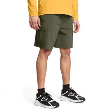 Men's Under Armour Vibe Woven Cargo Shorts in Marine OD Green/Black, Size 35