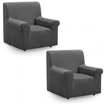 Funda de Sillón Elástica Velvet Gris 1 Plaza