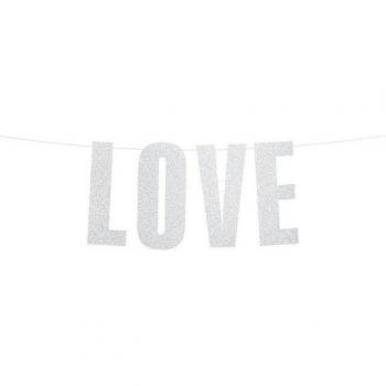 Décoration Murale Love Argent 21x55cm
