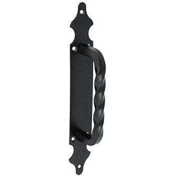 Manilla de Forja Negra con Placa Martilleada y Tirador de Zamak para Puertas y Portones