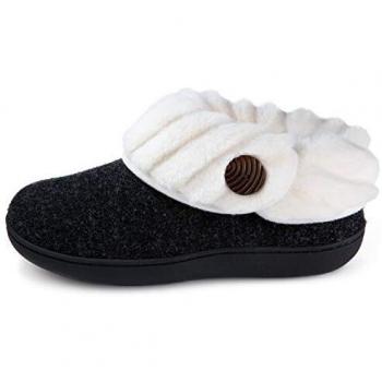 Zapatillas de Navidad Wishcotton para mujer, antideslizantes, negras